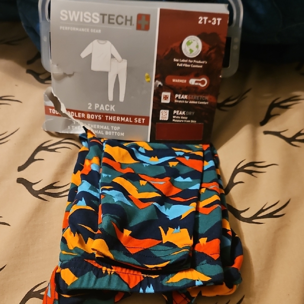 Swiss Tech Boys' Thermal Set - Blue and Orange Boys Size 2T/3T